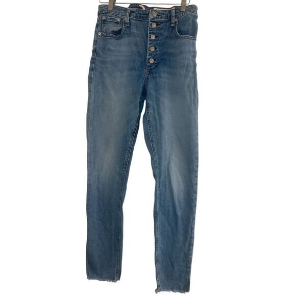 ✨Rag & Bone Nina High Rise Skinny Buttons Frayed Hem Sz 30 Jeans✨ - Picture 7 of 13